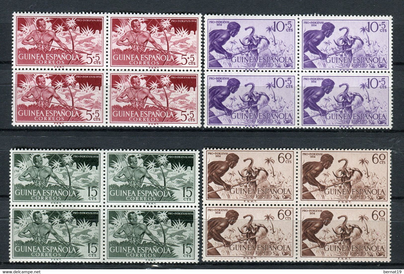 Guinea Española 1954. Edifil 334-37 X 8 ** MNH. - Guinée Espagnole