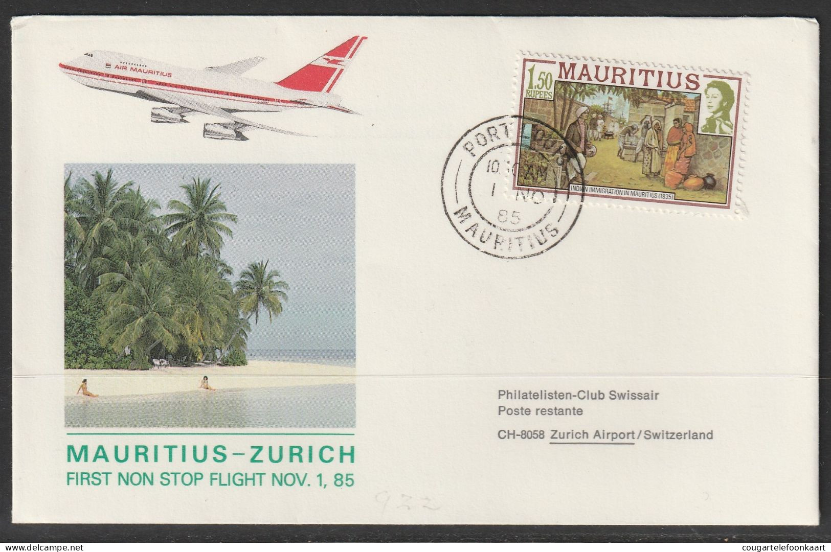1985, Air Mauritius, Erstflug, Port Louis - Zürich - Mauricio (1968-...)