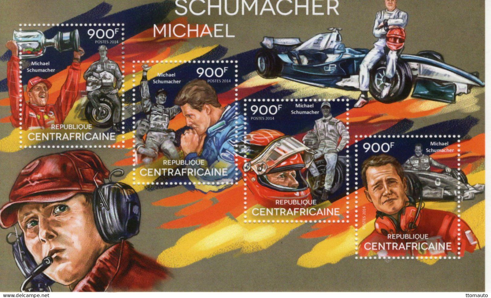 Republique Centrafricaine 2014  - Formula 1 - MICHAEL SCHUMACHER  - 4v Sheet Neuf/MNH - Auto's