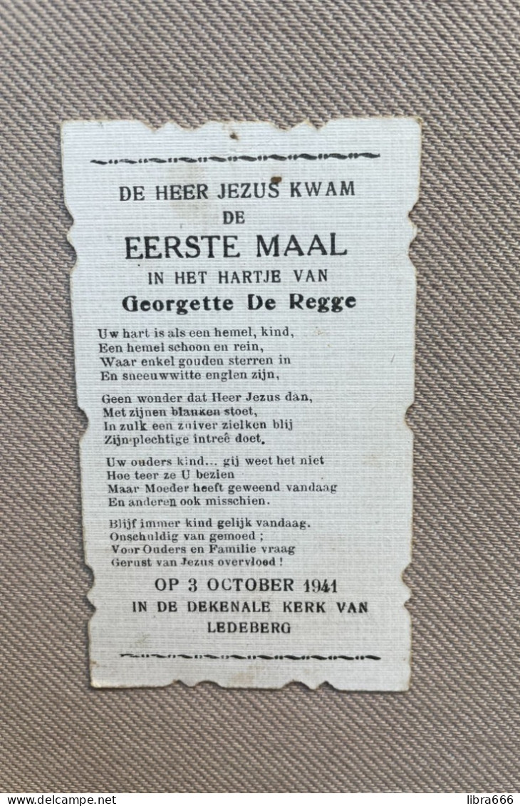 Communie - DE REGGE Georgette - 1941 - LEDEBERG - Comunión Y Confirmación