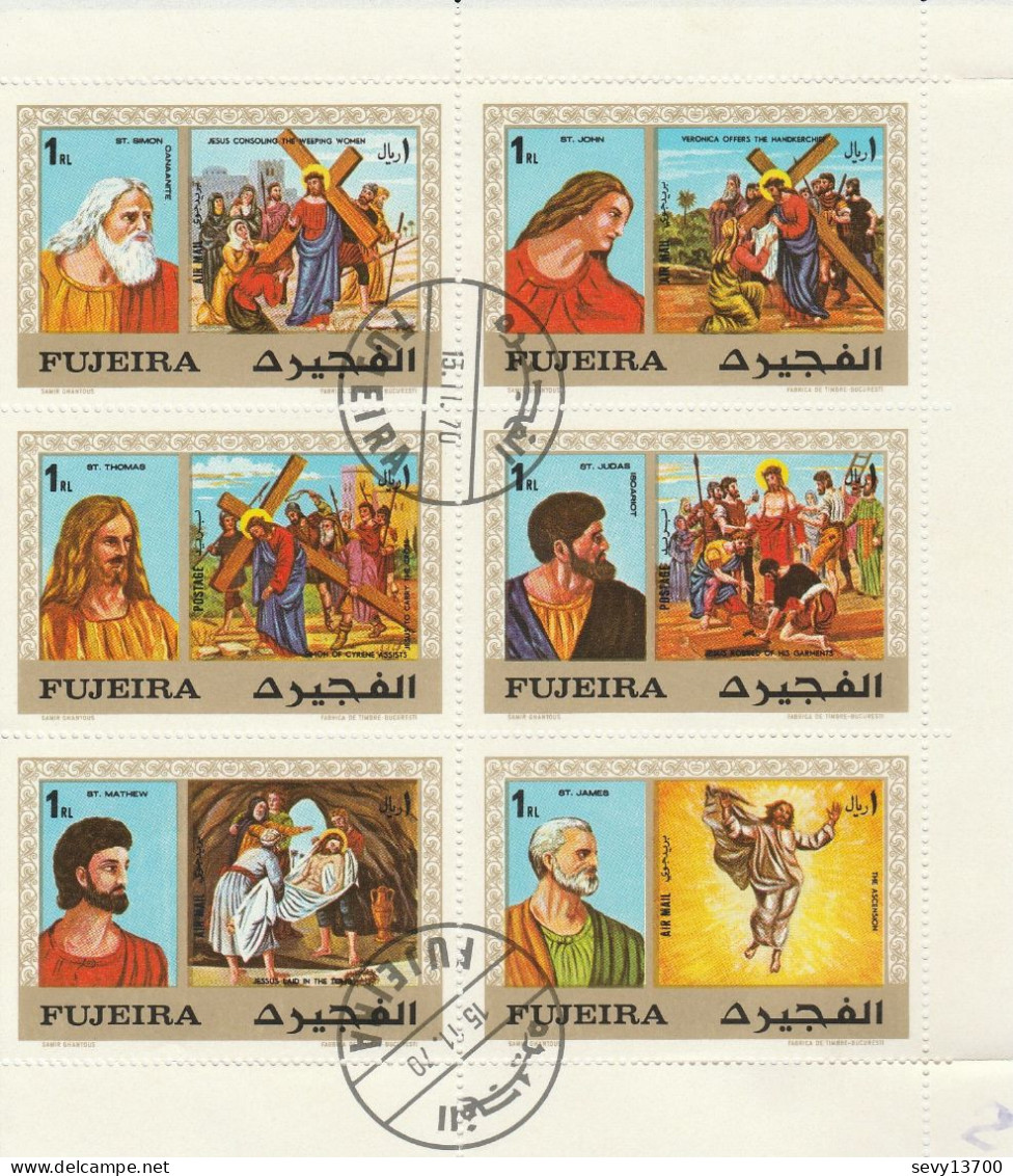 Fujeira - Lot 2 Blocs Soit 15 Timbres - Christ - Chemin De Croix - Année 1970 Mi FU 559 A à 573 A - Fujeira