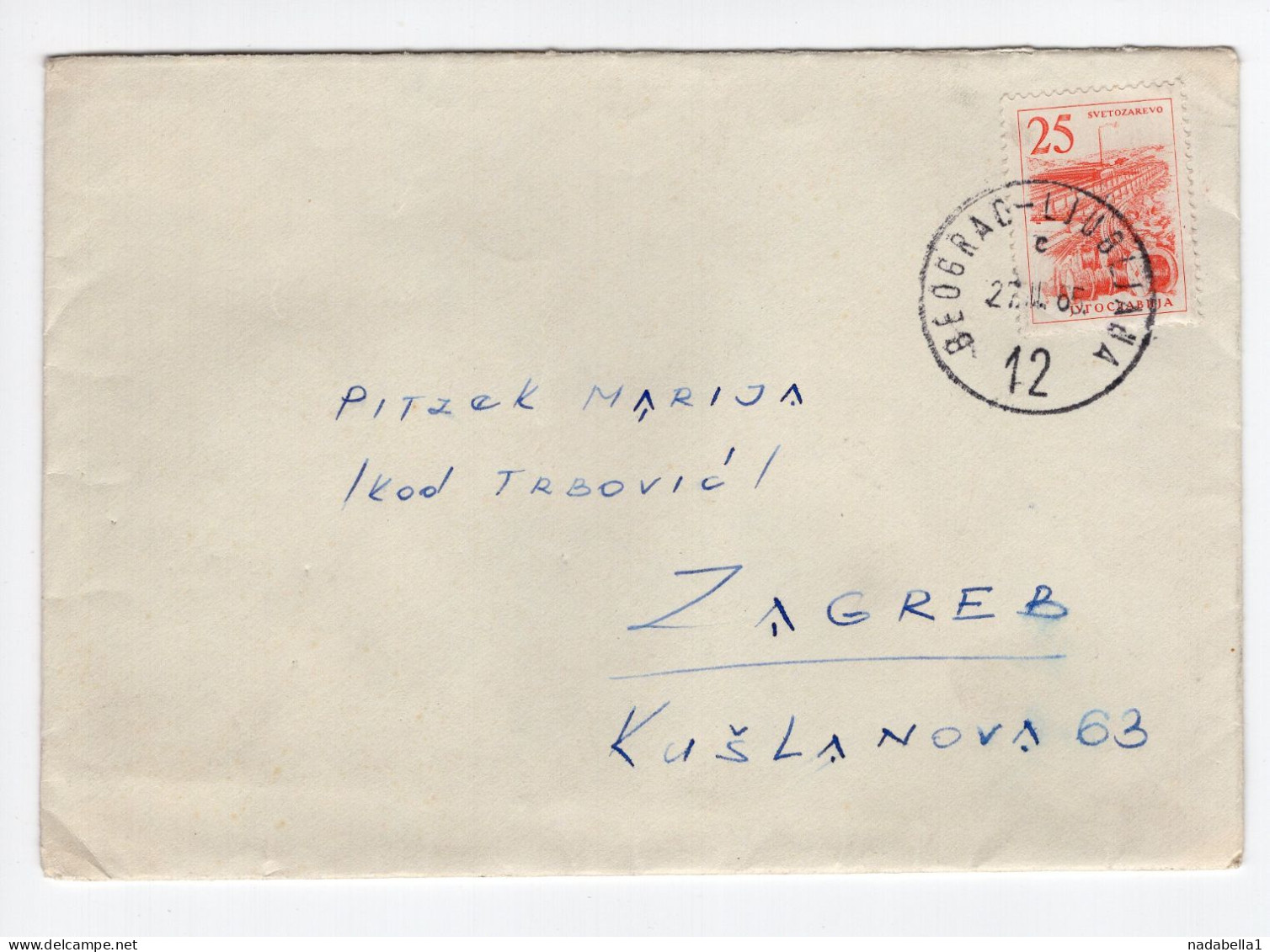 1965. YUGOSLAVIA,SERBIA,BELGRADE TO ZAGREB COVER,TPO 12 BEOGRAD-LJUBLJANA - Cartas & Documentos