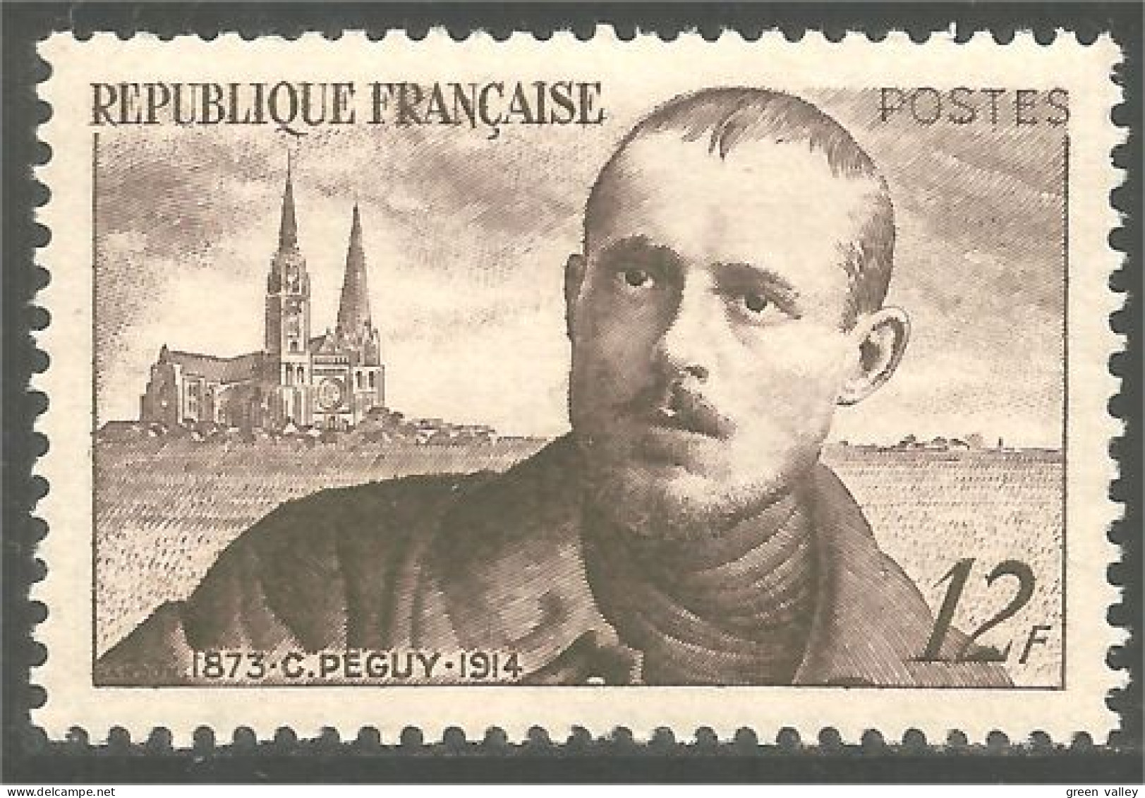 338 France Yv 865 Charles Péguy Cathédrale Chartres Cathedral MNH ** Neuf SC (865-1c) - Iglesias Y Catedrales