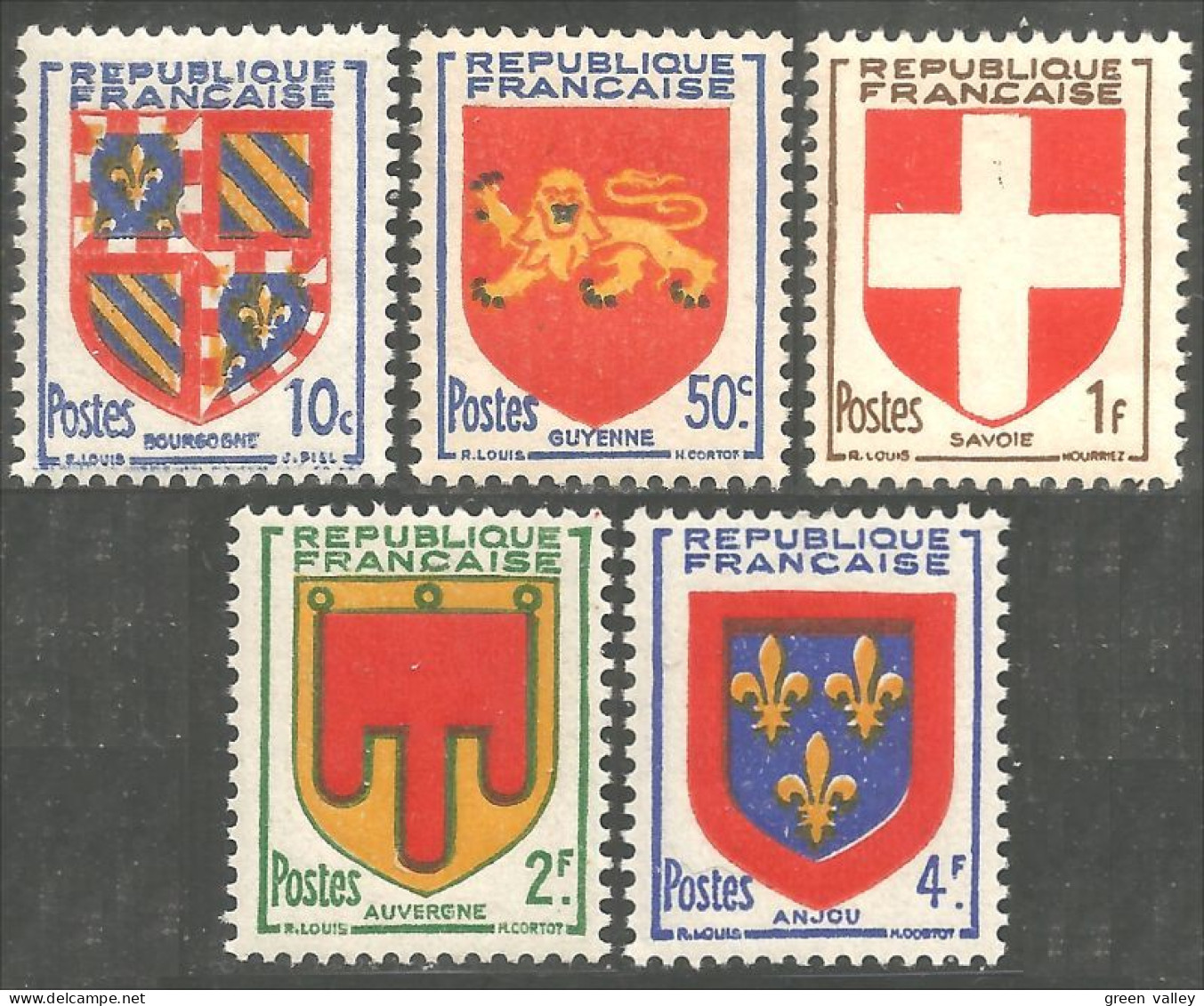 338 France Yv 834-838 Armoiries Coat Arms Wappen Stemma MNH ** Neuf SC (834-838-1b) - Francobolli