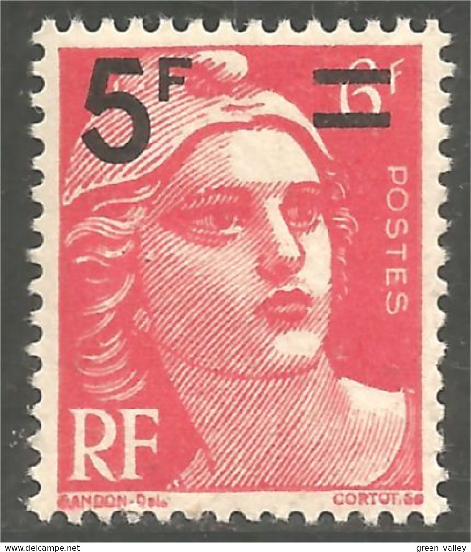 338 France Yv 827 Marianne De Gandon 5f Surcharge MNH ** Neuf SC (827-1c) - 1945-54 Marianna Di Gandon