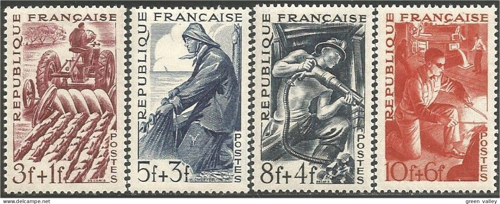 338 France Yv 823-826 Métiers Agriculture Pêche Fishing Mines Metal MNH ** Neuf SC (823-826-1d) - Other & Unclassified