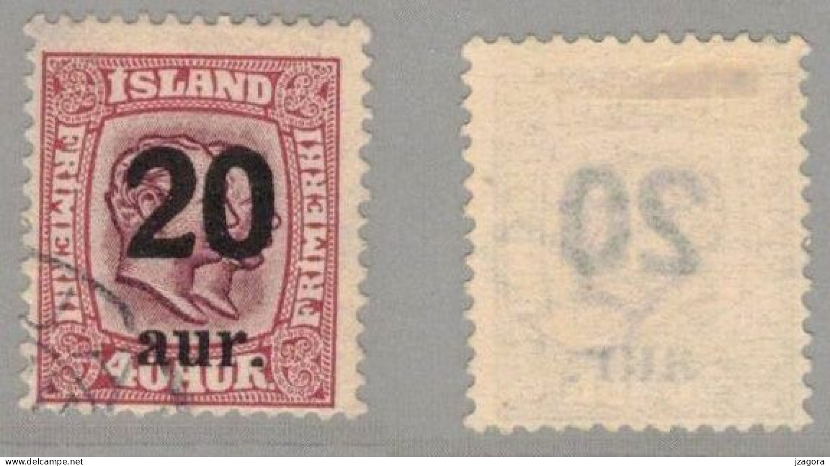 ISLAND ICELAND  1922 OVERPRINT 20 ON 40 AUR - MI 107 SC 134 FACIT 106 USED - Used Stamps