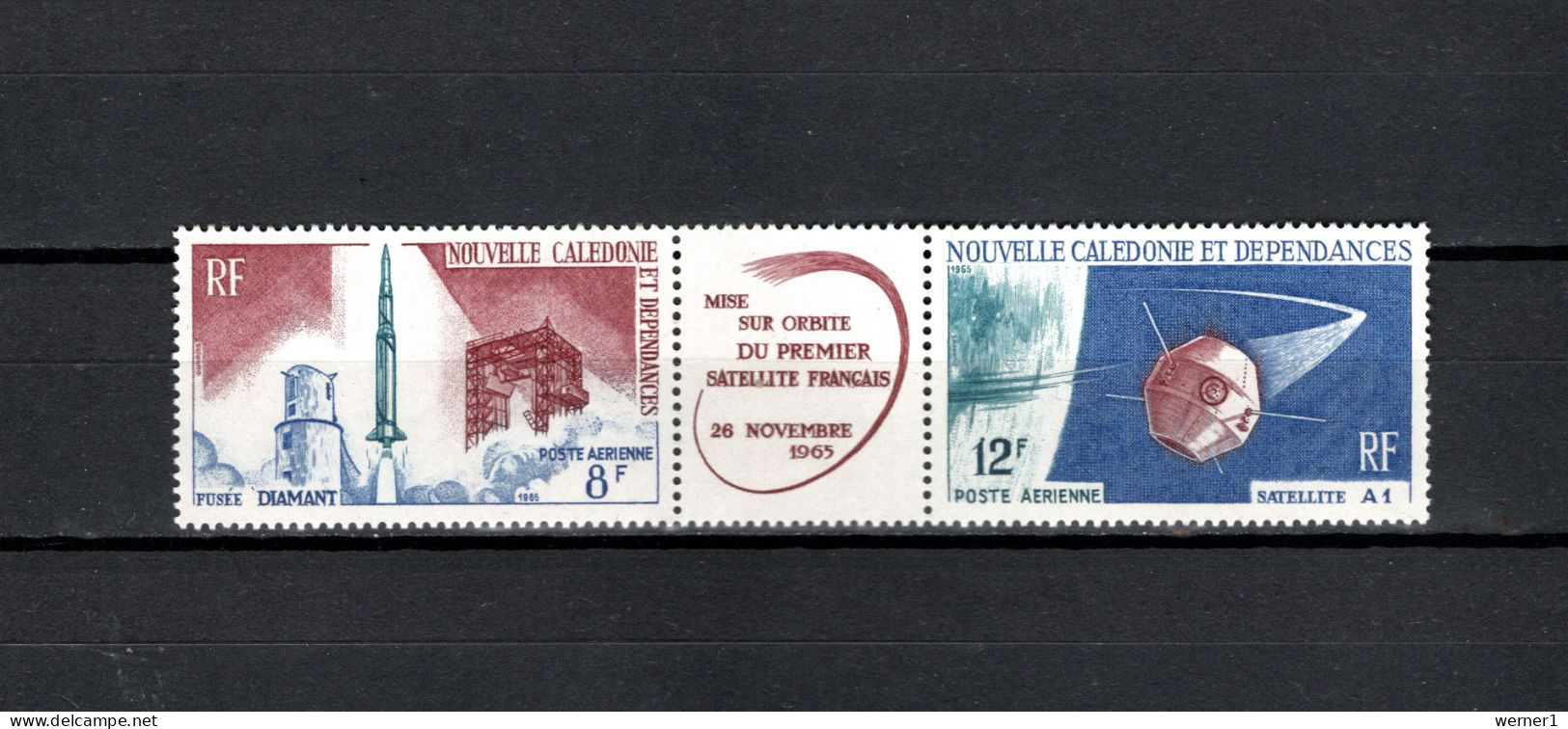 New Caledonia 1966 Space Satellites Strip Of 3 MNH - Océanie