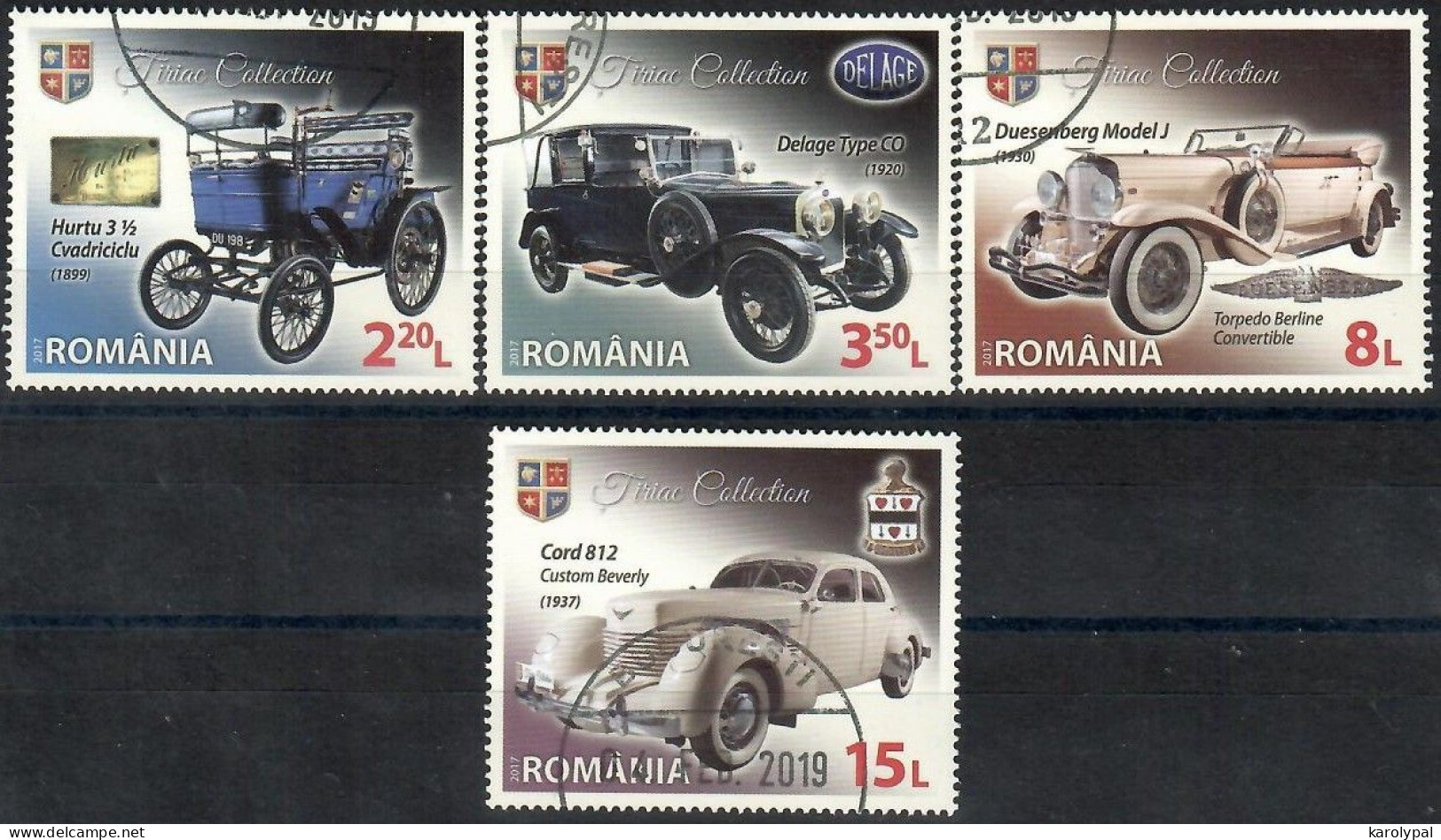 Romania, 2017, USED,   Vehicles From The Collection Of Ion Ţiriac,  Mi. Nr. 7263-6 - Oblitérés