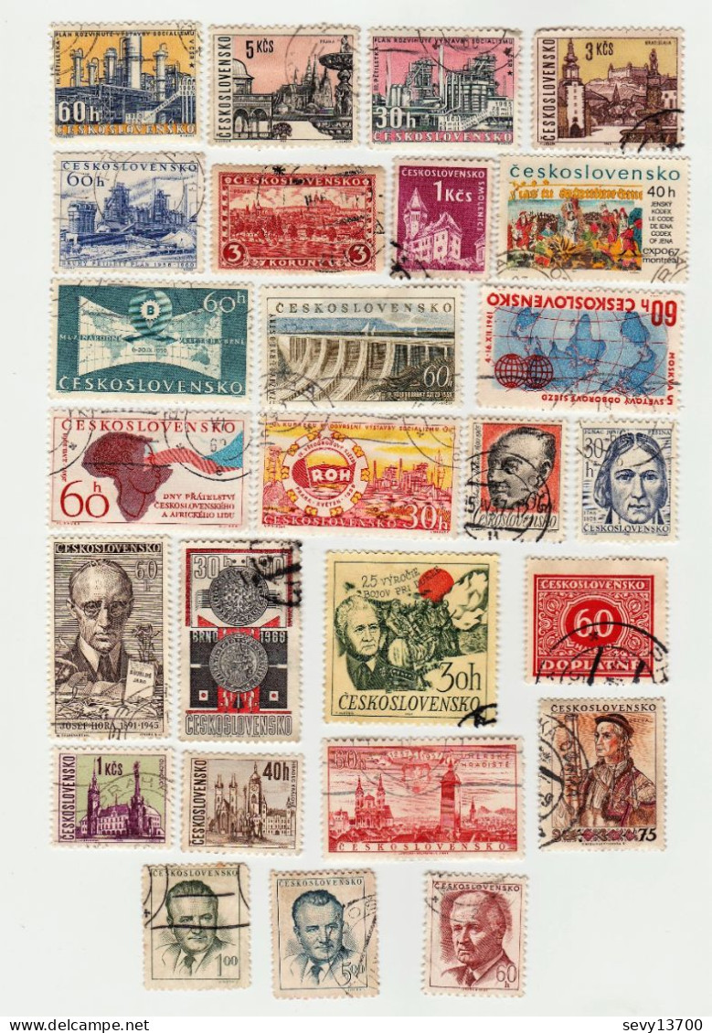 Tchécoslovaquie Lot De 53 Timbres - Collections, Lots & Series