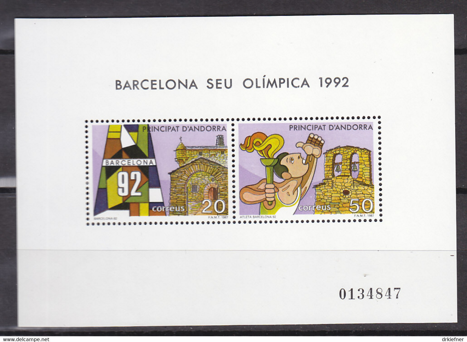 ANDORRA Span.  Block 2, Postfrisch **, Olympische Spiele Barcelona 1992, 1987 - Neufs