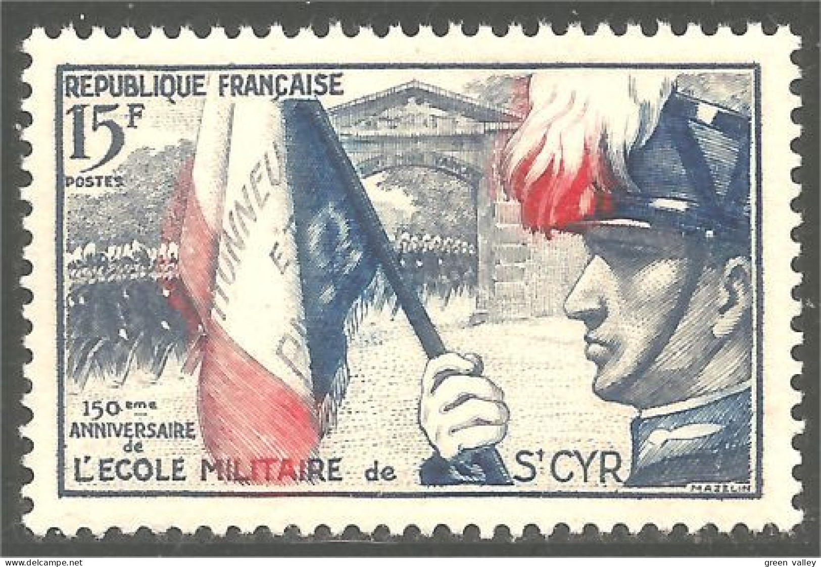 339 France Yv 996 Ecole Militaire Saint-Cyr Drapeau Flag MNH ** Neuf SC (996-1c) - Francobolli