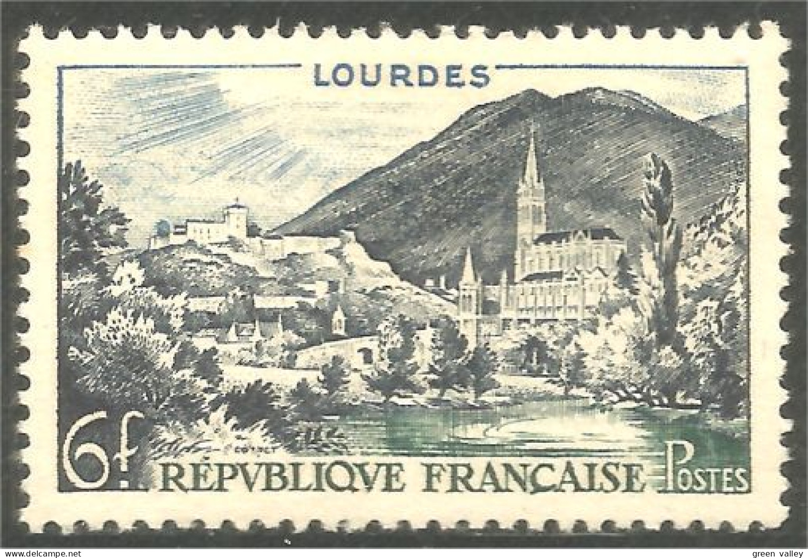 339 France Yv 976 Cathédrale Lourdes Cathedral Pélérinage Pilgrim MNH ** Neuf SC (976-1d) - Monumentos