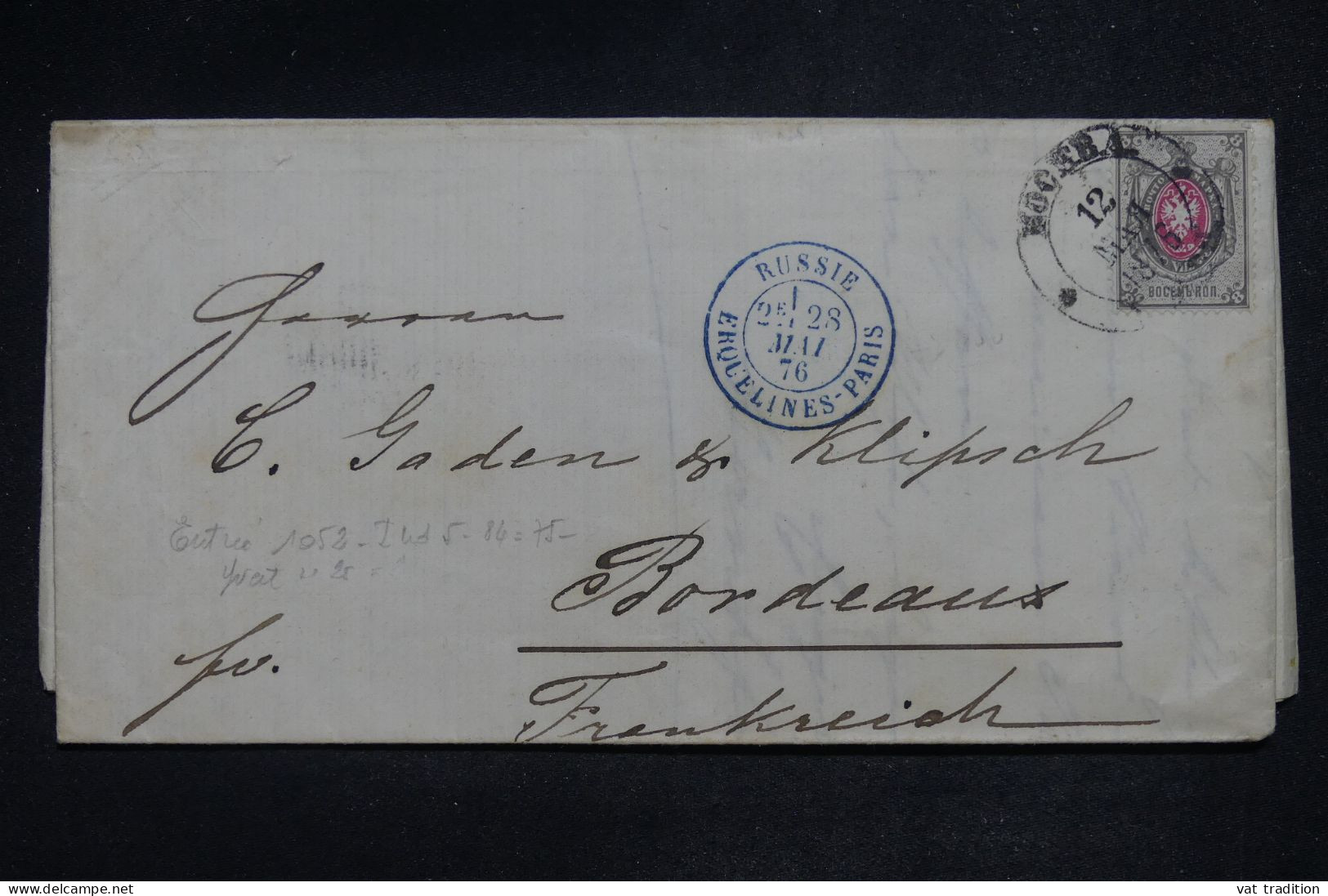 RUSSIE - Lettre De 1876 Pour Bordeaux Par Ecquelines - A 2758 - Brieven En Documenten