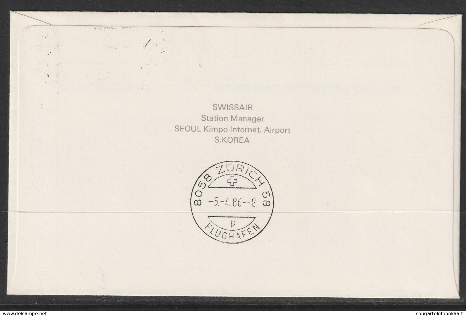 1986, Swissair, Erstflug, Seoul Korea - Zürich - Corée Du Sud