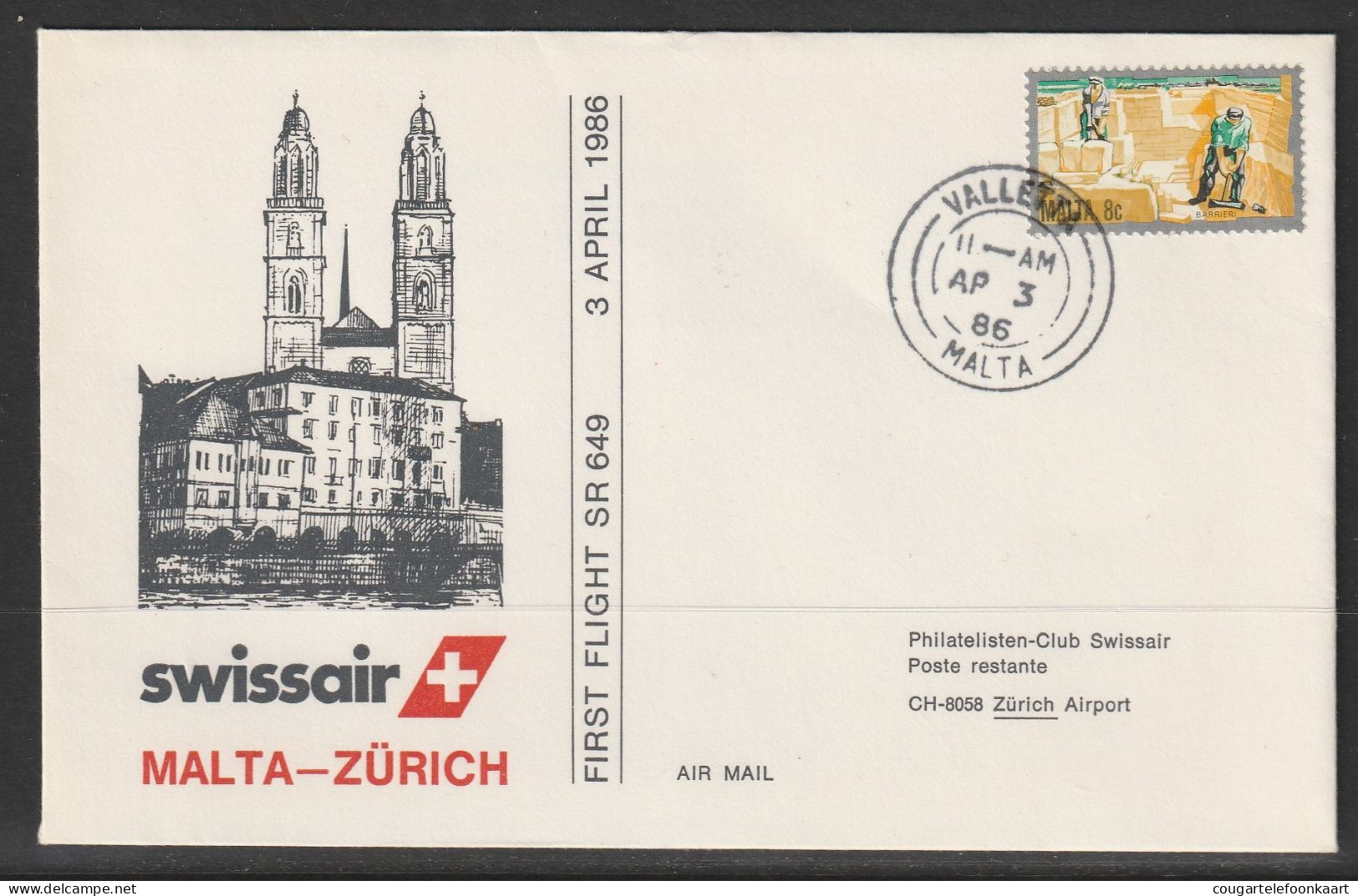 1986, Swissair, Erstflug, Valetta - Zürich - Malta