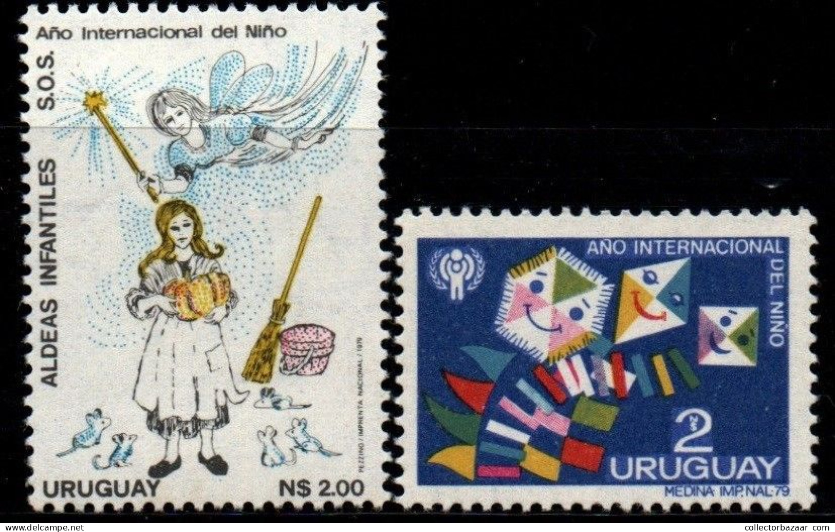1979 Uruguay IYC Emblem Smiling Knites Cinderella #1045 - 1046  ** MNH - Uruguay