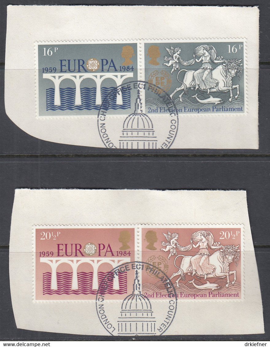 GROSSBRITANNIEN  988-991, Gestempelt,auf Briefstück, Europa. 25 Jahre CEPT, 1984 - Usati