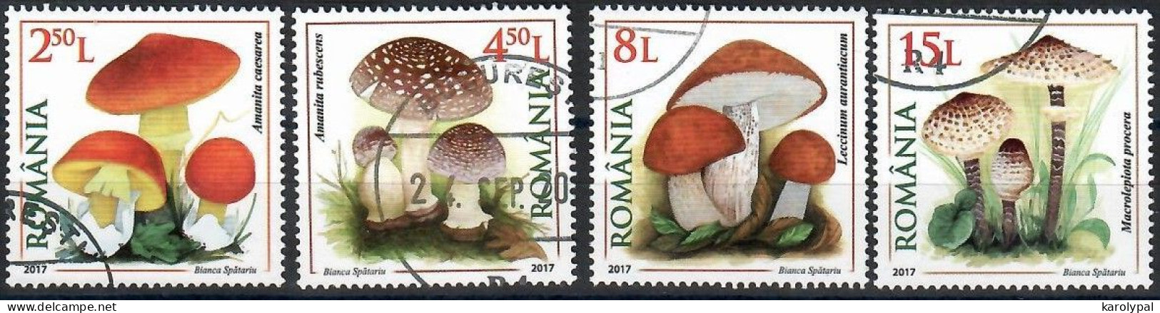 Romania, 2017, USED,      Mushrooms,  Mi. Nr. 7280-3 - Oblitérés
