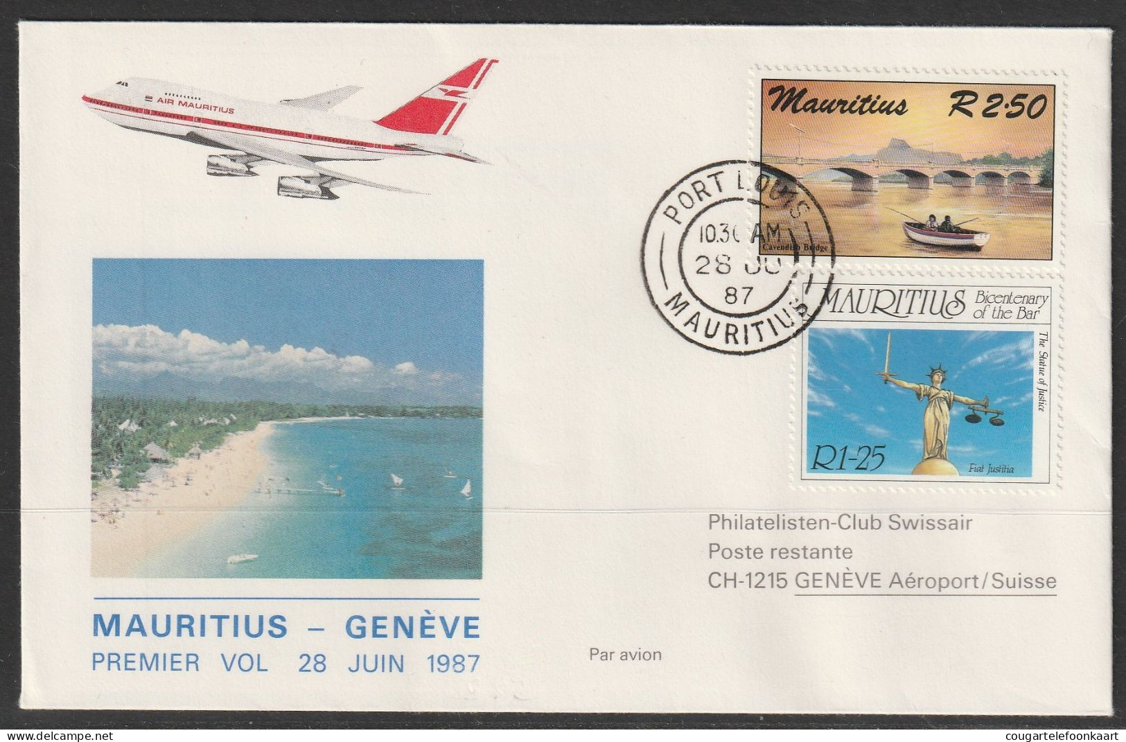 1987, Air Mauritius, Erstflug, Port Louis - Genf - Maurice (1968-...)