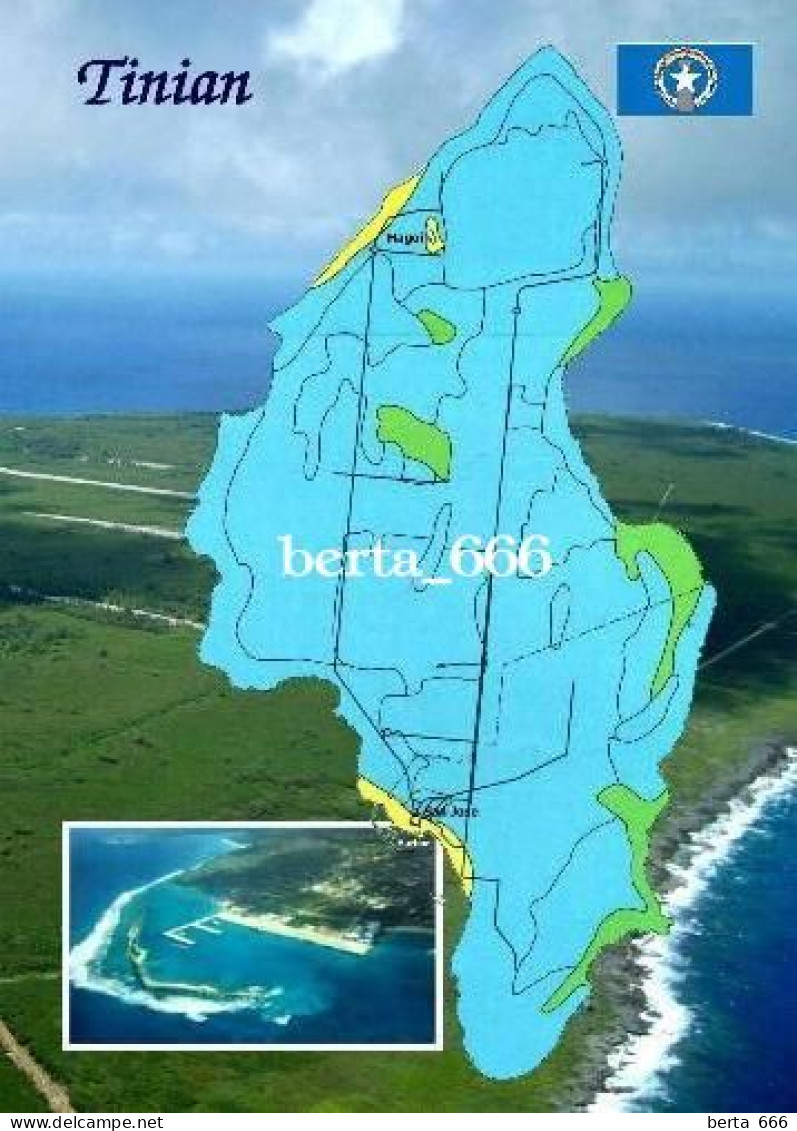 Northern Mariana Islands Tinian Island Map New Postcard * Carte Geographique * Landkarte - Islas Maríanas