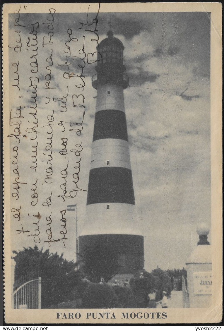 Argentine 1944. Carte Postale Publicitaire Vermouth Ottone. Hotel La Marina. Phare Punta Mogotes - Phares