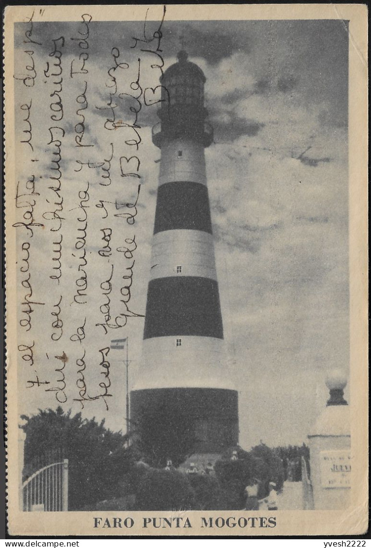 Argentine 1944. Carte Postale Publicitaire Vermouth Ottone. Hotel La Marina. Phare Punta Mogotes - Leuchttürme