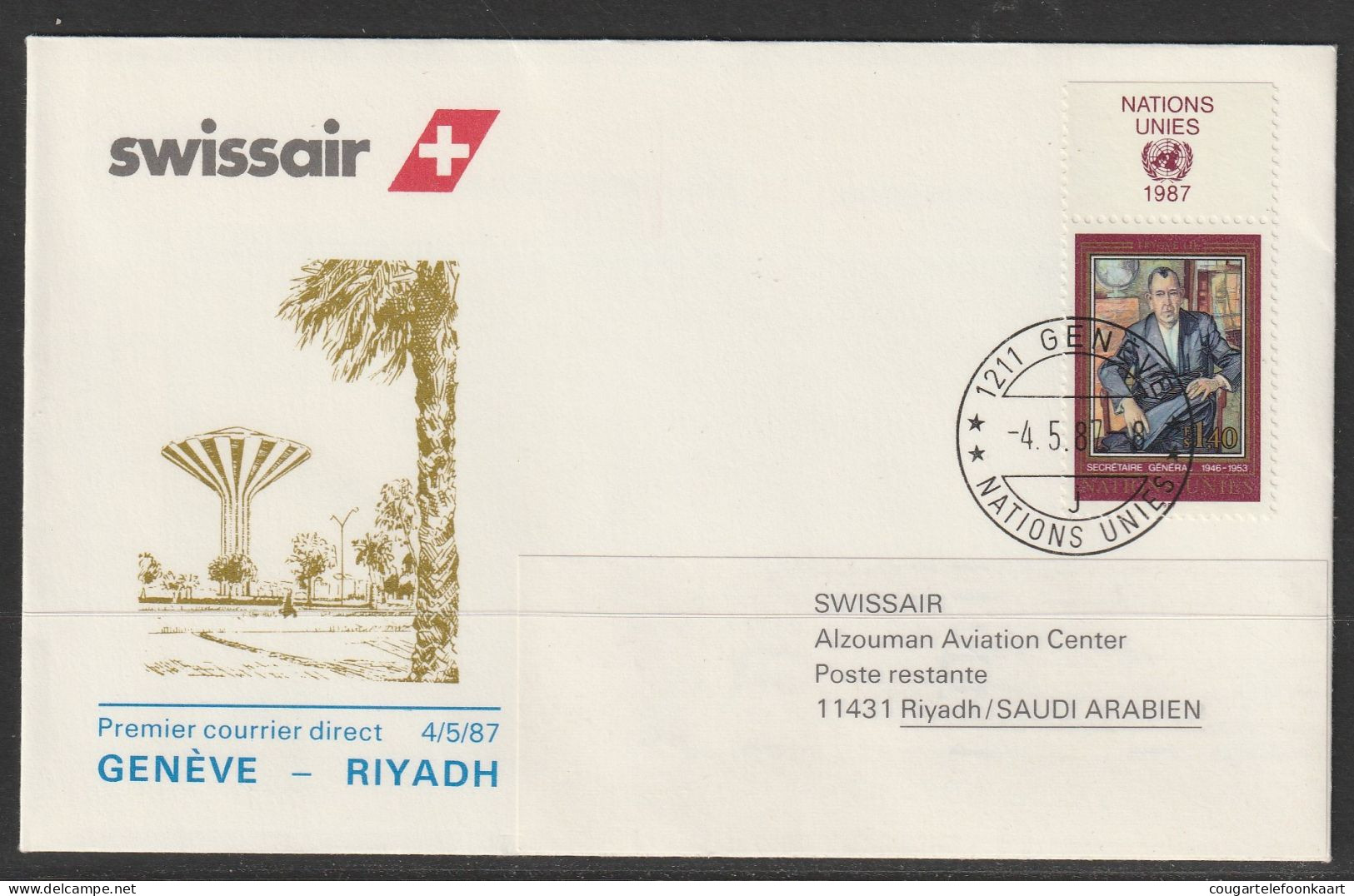 1987, Swissair, Erstflug, Genf UN - Riyadh Saudi Arabia - Primi Voli