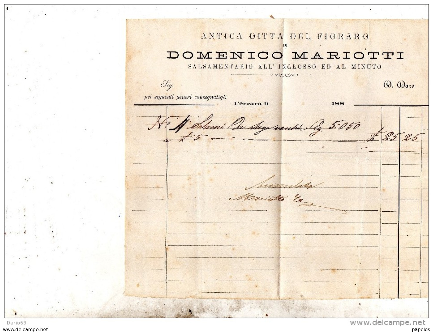 188   FERRARA - ANTICA DITTA DEL FIORARO  DOMENICO MARIOTTI  SALSAMENTARIO - Italia