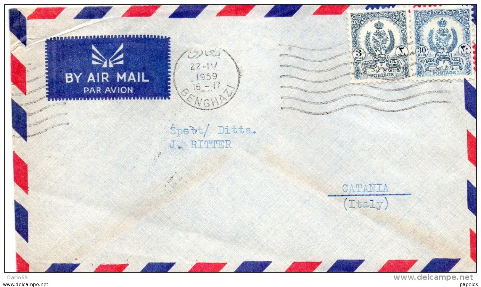 1959  LETTERA LIBYA - Libië