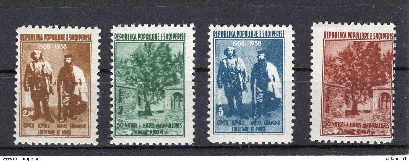 1959. ALBANIA,1908-1958,50 YEARS ANNIVERSARY,SET OF 4 STAMPS,MNH - Albanie