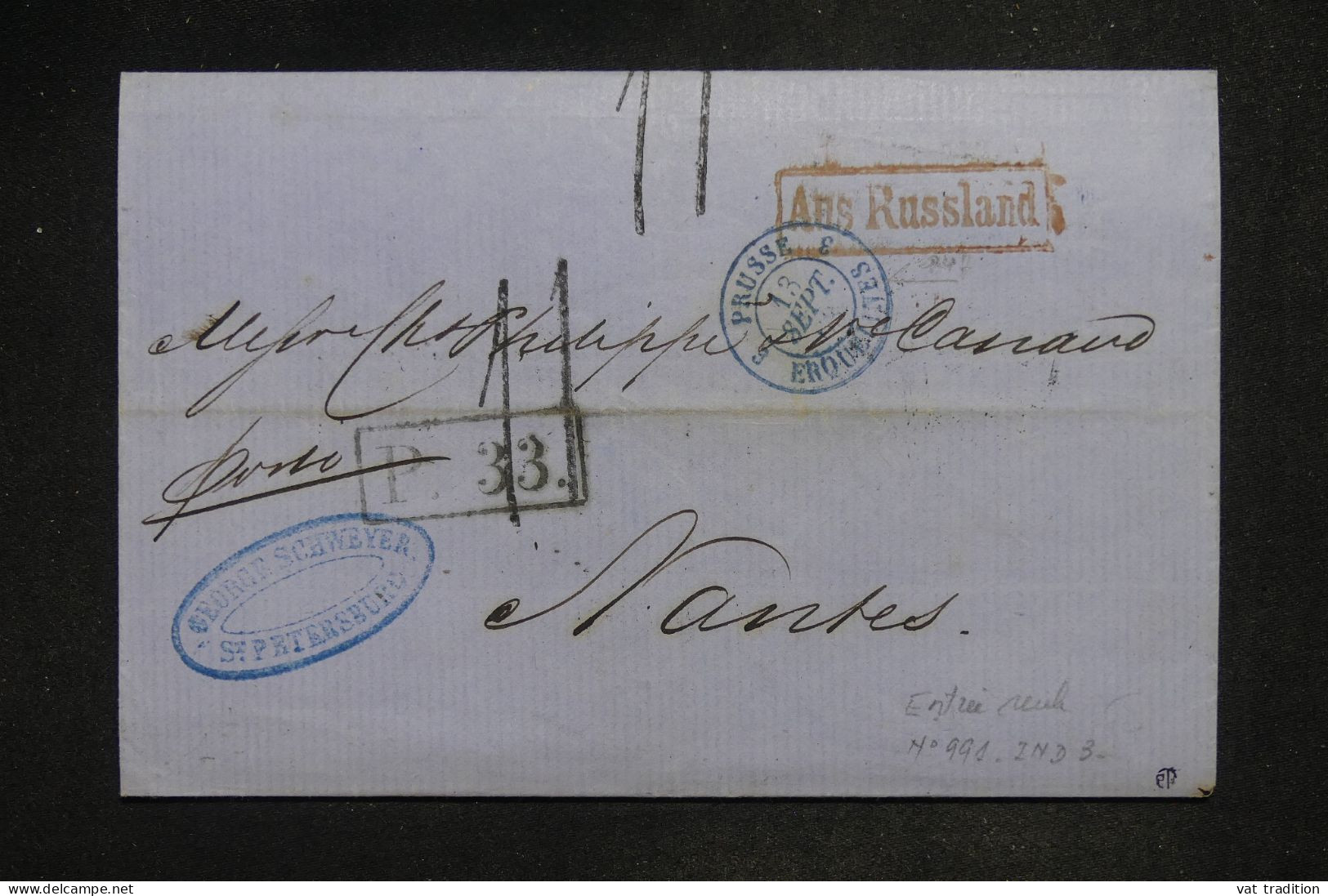 RUSSIE - Lettre De 1863 Pour Nantes Par La Prusse Et Ecquevilles - A 2760 - Cartas & Documentos