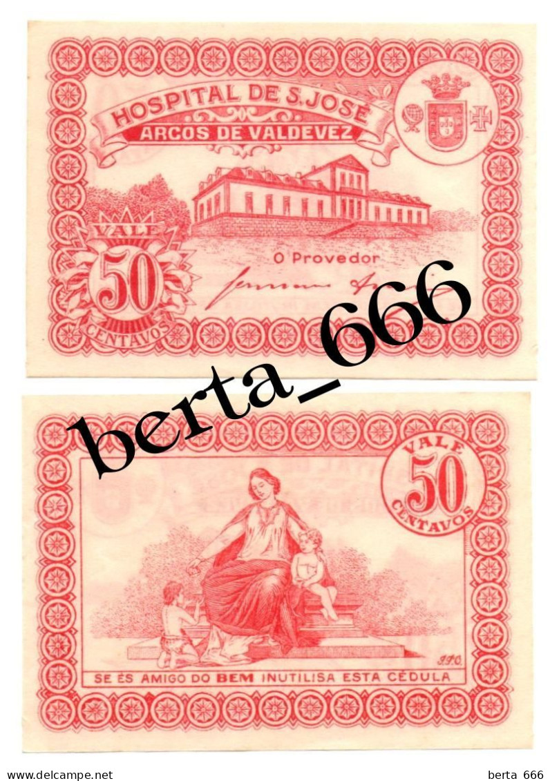 Cédula 50 Centavos* Hospital De S. José * Arcos De Valdevez * 1920 - Portogallo