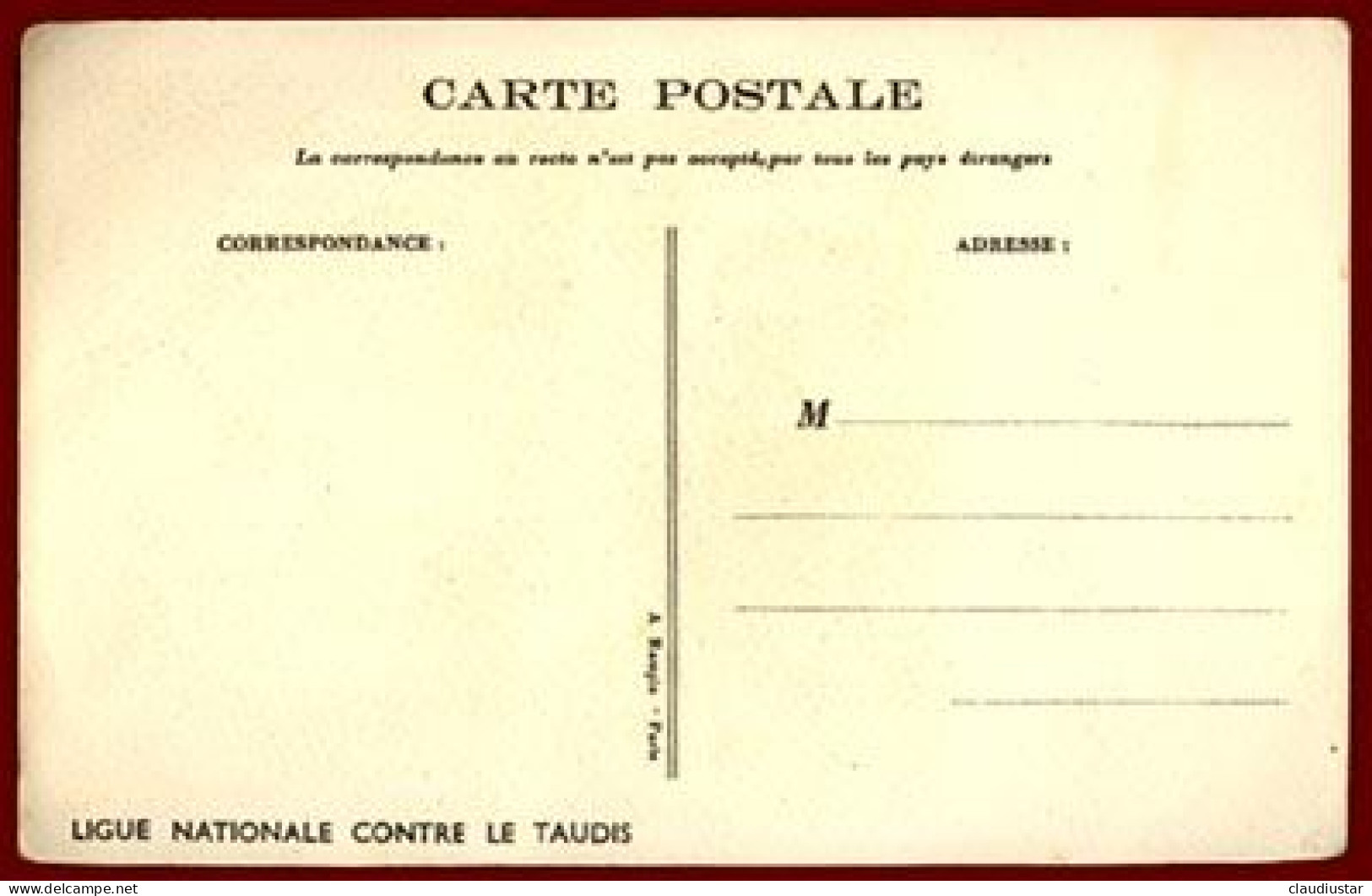 ** LOT  5  CARTES  -  LIGUE  NATIONALE  CONTRE  LE  TAUDIS ** - Hold To Light