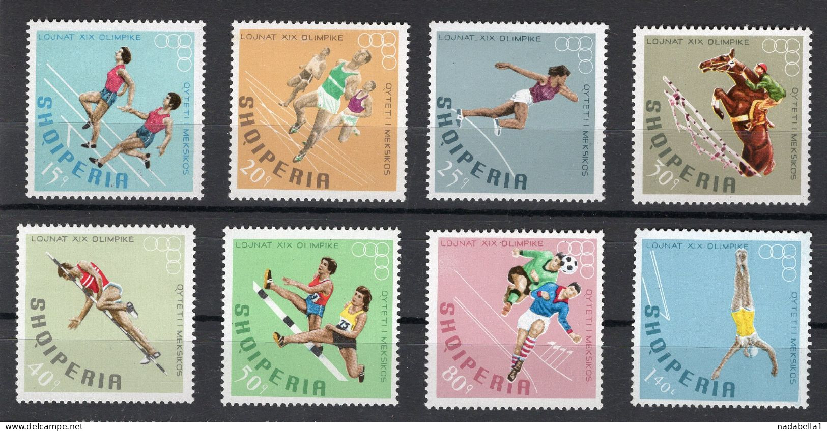 1968. ALBANIA,MEXICO OLYMPIC GAMES,VARIOUS SPORTS,SET OF 8 STAMPS,MNH - Albanie