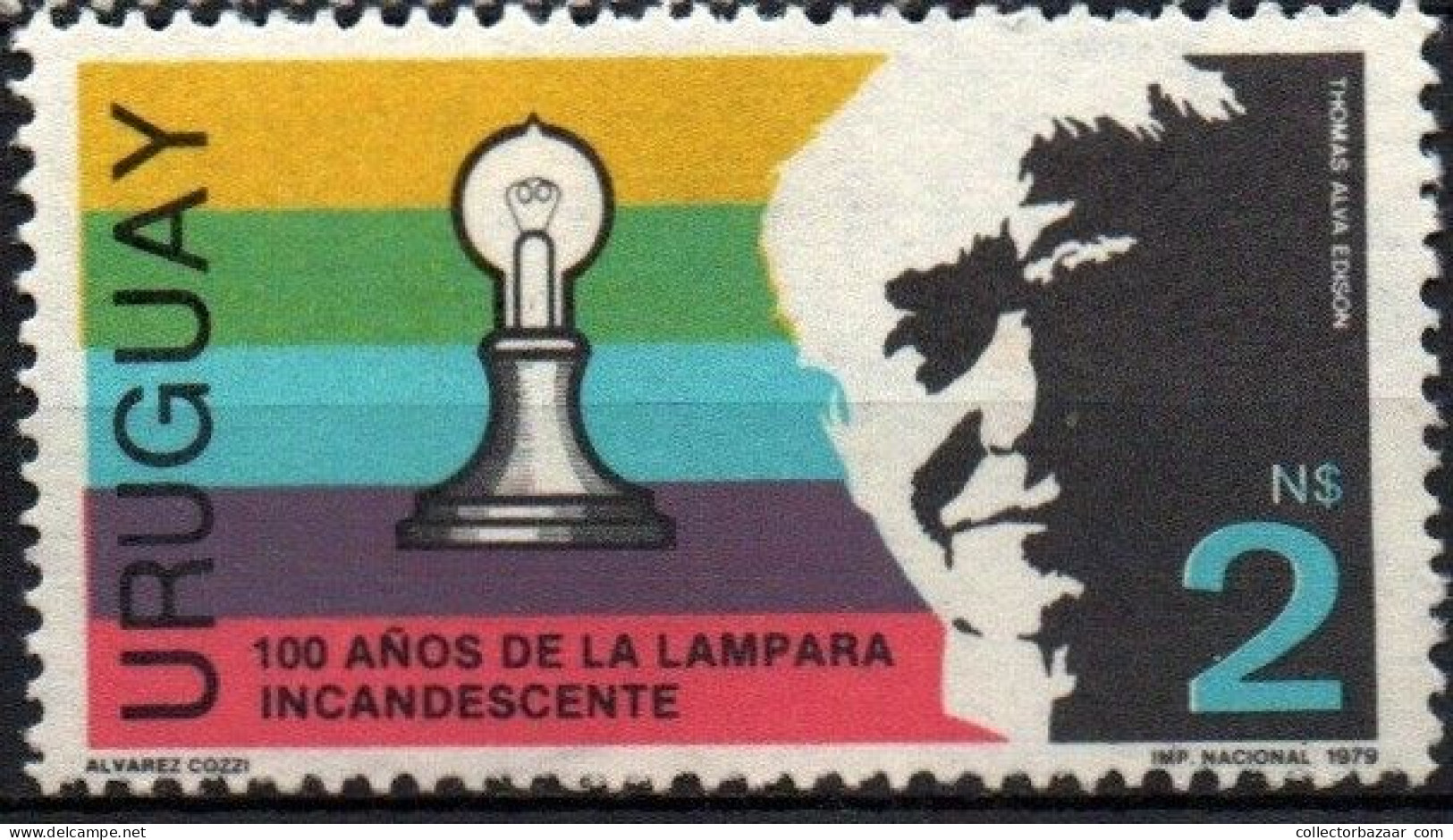 1980 Uruguay Light Bulb Thomas Edison Inventor Science  #1059  ** MNH - Uruguay