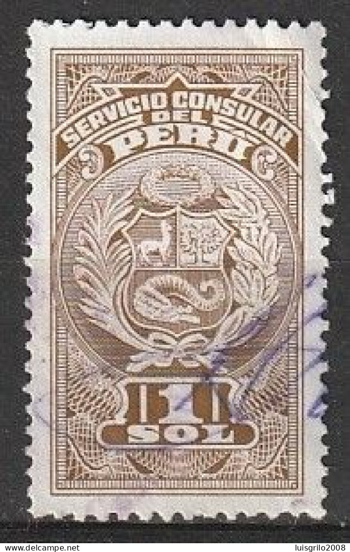 Revenue/ Fiscal, Peru 1970 - Servicio Consular Del Peru . 1 Sol - Pérou