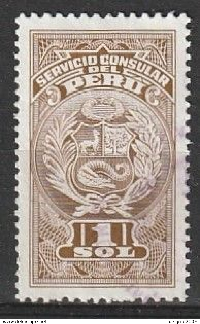 Revenue/ Fiscal, Peru 1970 - Servicio Consular Del Peru . 1 Sol - Peru