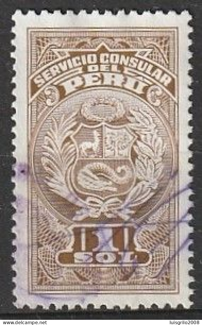 Revenue/ Fiscal, Peru 1970 - Servicio Consular Del Peru . 1 Sol - Peru