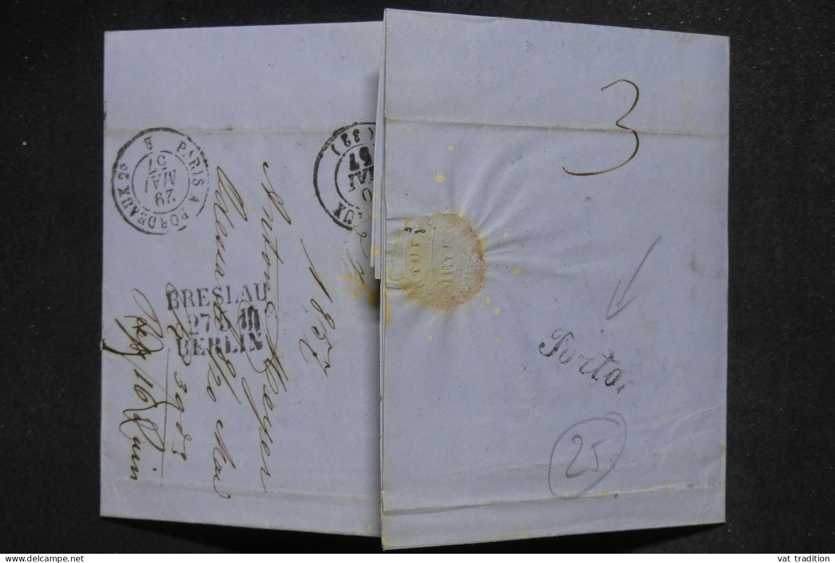 RUSSIE - Lettre De 1857 Pour Bordeaux Par La Prusse - A 2761 - Brieven En Documenten