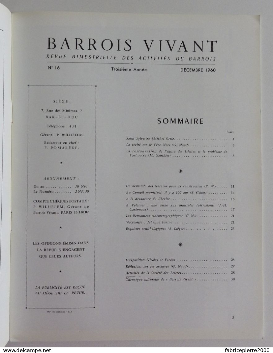 BARROIS VIVANT N°16 1960 EXCELLENT ETAT Bar-le-Duc Meuse Poincaré - Lorraine - Vosges