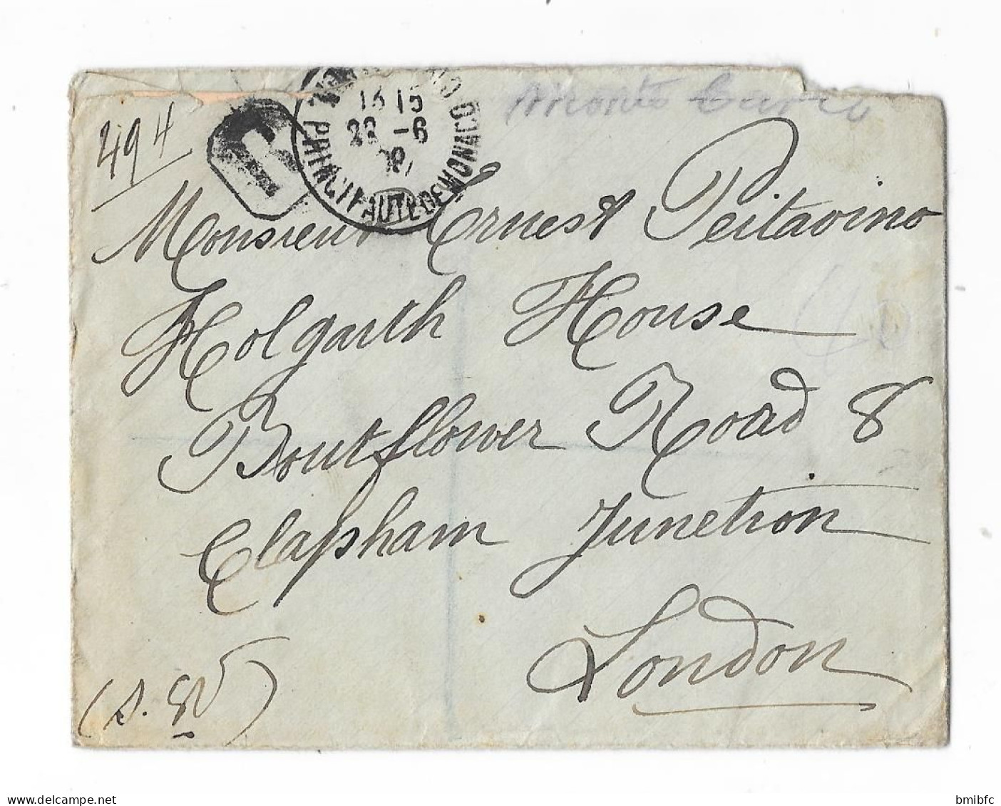 Sur Lettre De 1909 Avec Courrier Intérieur Rédigé De Monte-Carlo Le 19 Juin 1909 - Brieven En Documenten