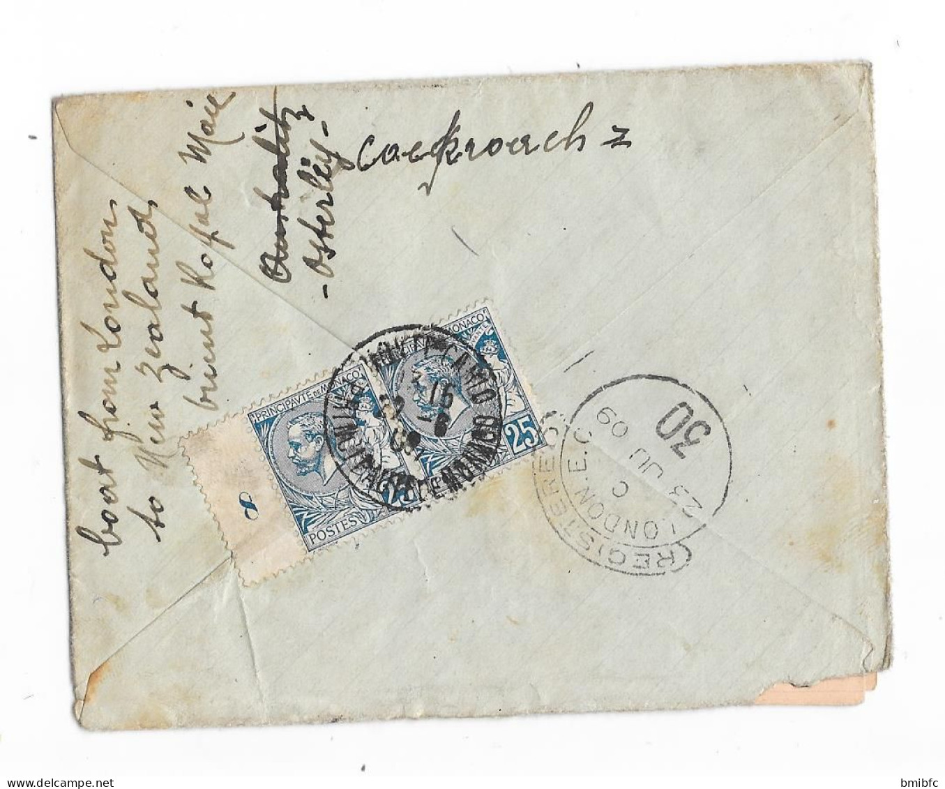 Sur Lettre De 1909 Avec Courrier Intérieur Rédigé De Monte-Carlo Le 19 Juin 1909 - Briefe U. Dokumente