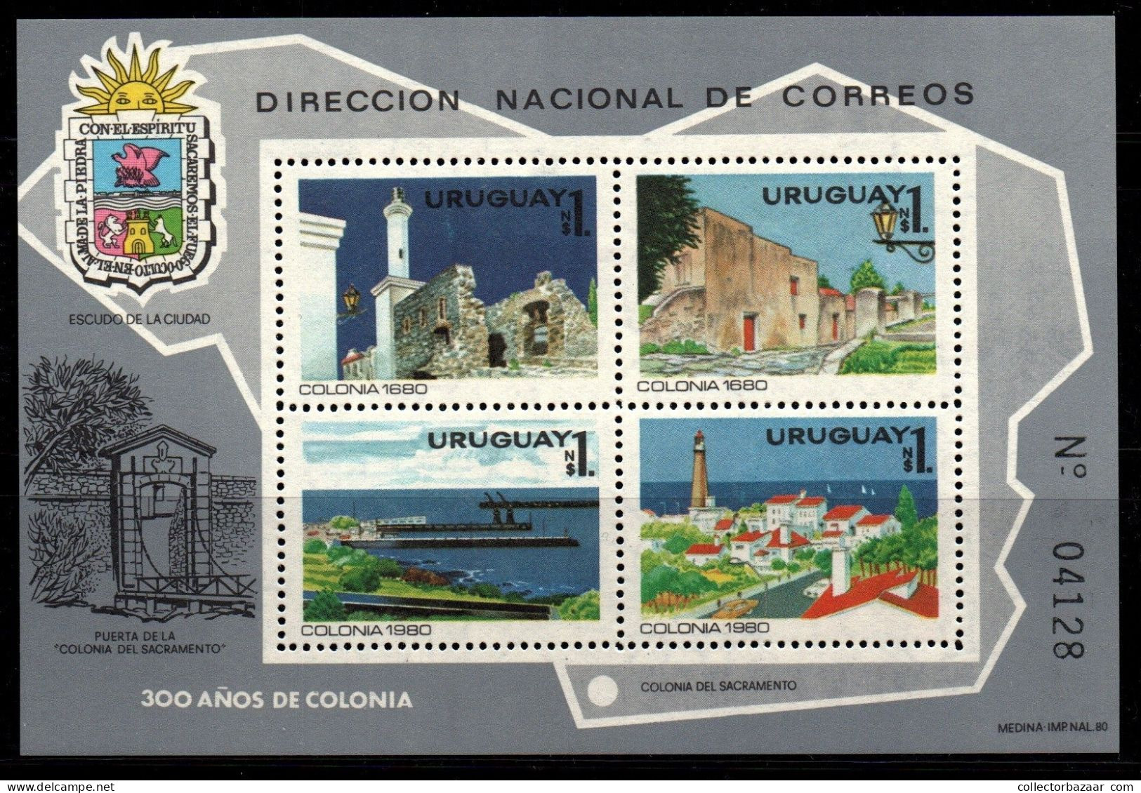 1980 Uruguay Sheet Of 4 Stamps Colonia 300th Anniv #1070  ** MNH - Uruguay