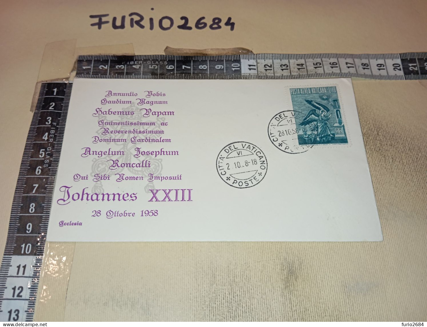 HB12534 FDC TIMBRO ANNULLO CITTA' DEL VATICANO 1958 PAPA GIOVANNI XXIII - FDC