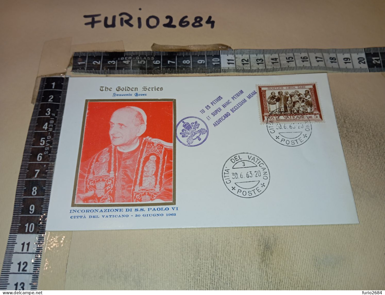 HB12535 FDC THE GOLDEN SERIES TIMBRO ANNULLO 1963 CITTA' DEL VATICANO INCORONAZIONE PAPA PAOLO VI - FDC