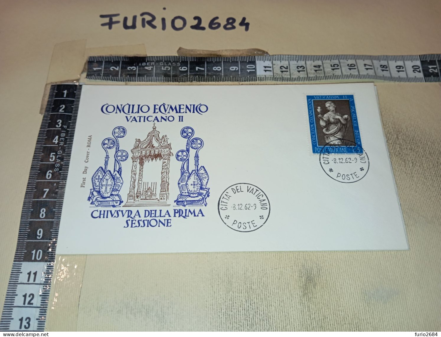 HB12537 FDC ROMA TIMBRO ANNULLO CITTA' DEL VATICANO CONCILIO ECUMENICO VATICANO II CHIUSURA DELLA PRIMA SESSIONE - FDC