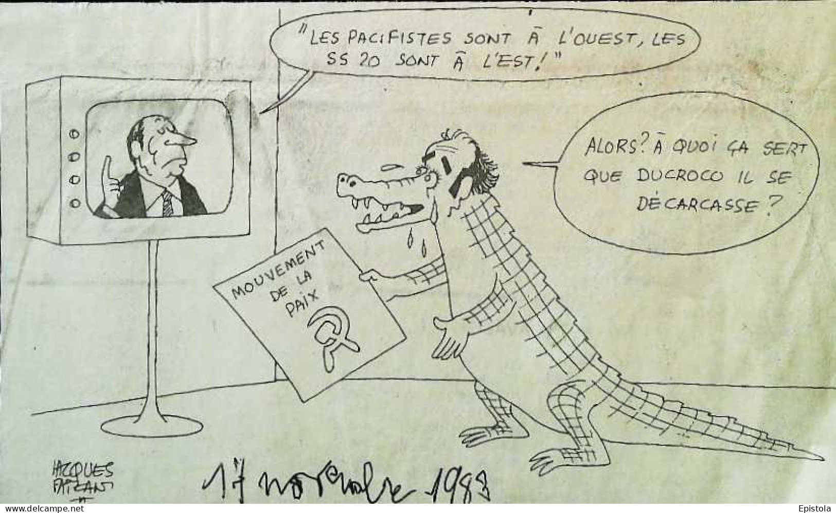 ► Coupure De Presse  Quotidien Le Figaro Jacques Faisant 1983  Télévision PCF  Marchais Crocodile - Desde 1950