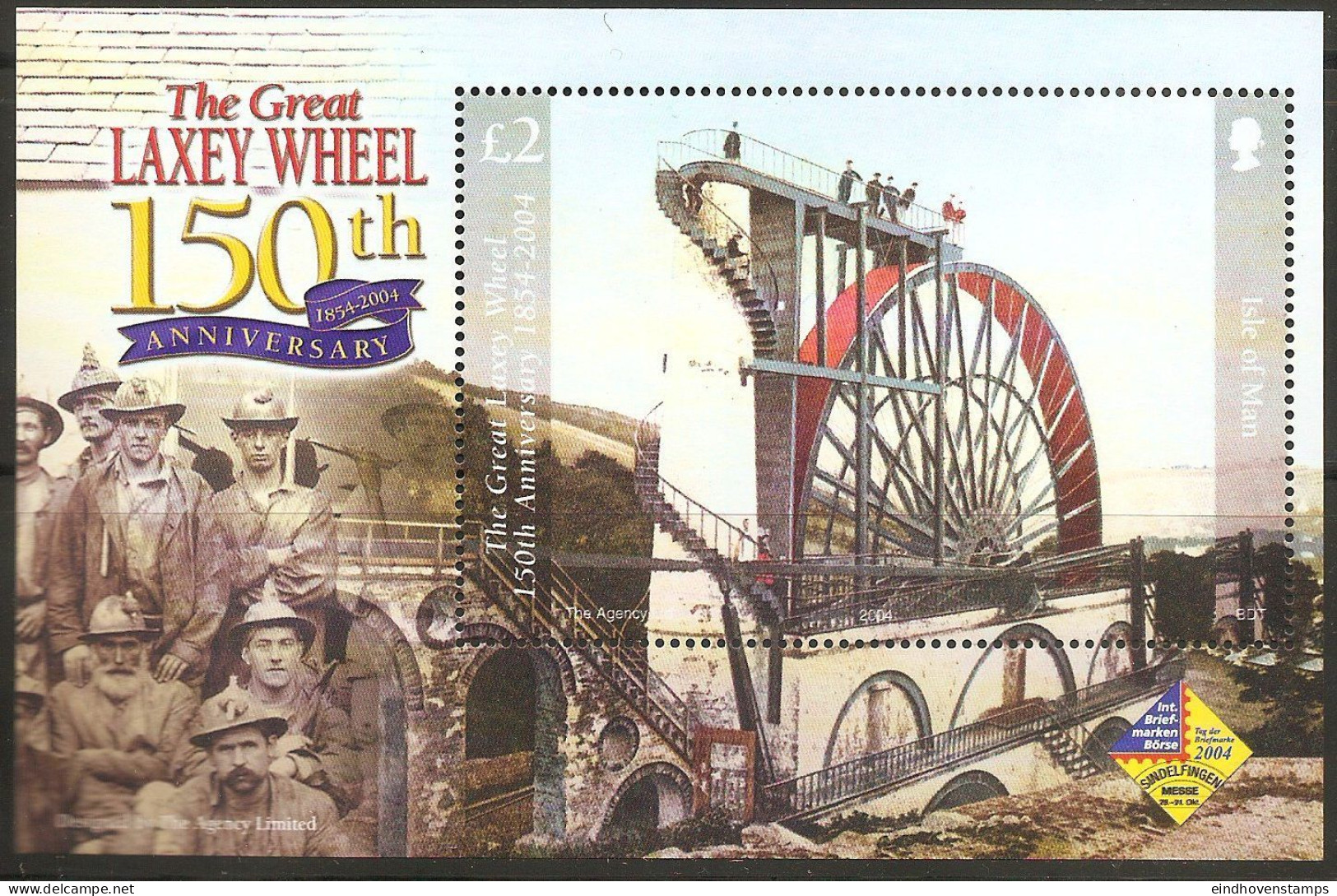 Isle Of Man 2004 Laxey Water Wheel Construction - Lady Isabella - Led &amp; Zinc Mining Block Issue MNH Wasserrad - Fabbriche E Imprese