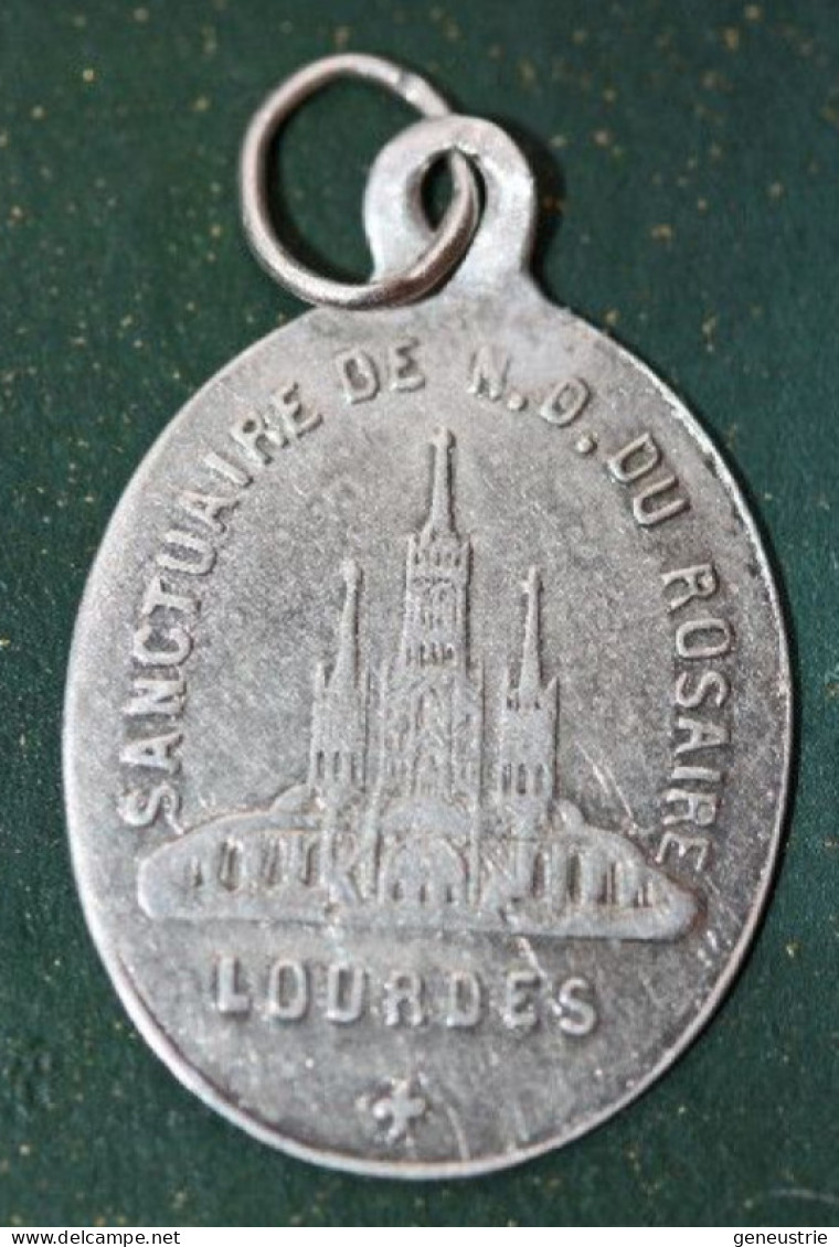 Pendentif Médaille Religieuse Argent 800 "Notre-Dame De Lourdes" Religious Medal - Religión & Esoterismo